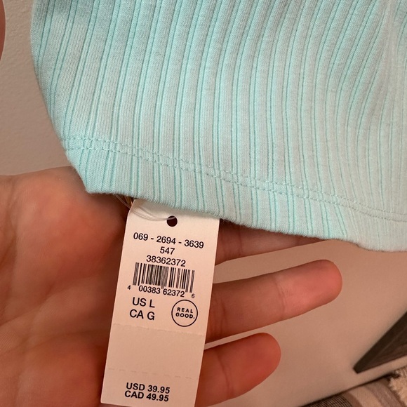 NWT Aerie Light Blue Ribbed Crop Top/Bralette - Picture 4 of 6